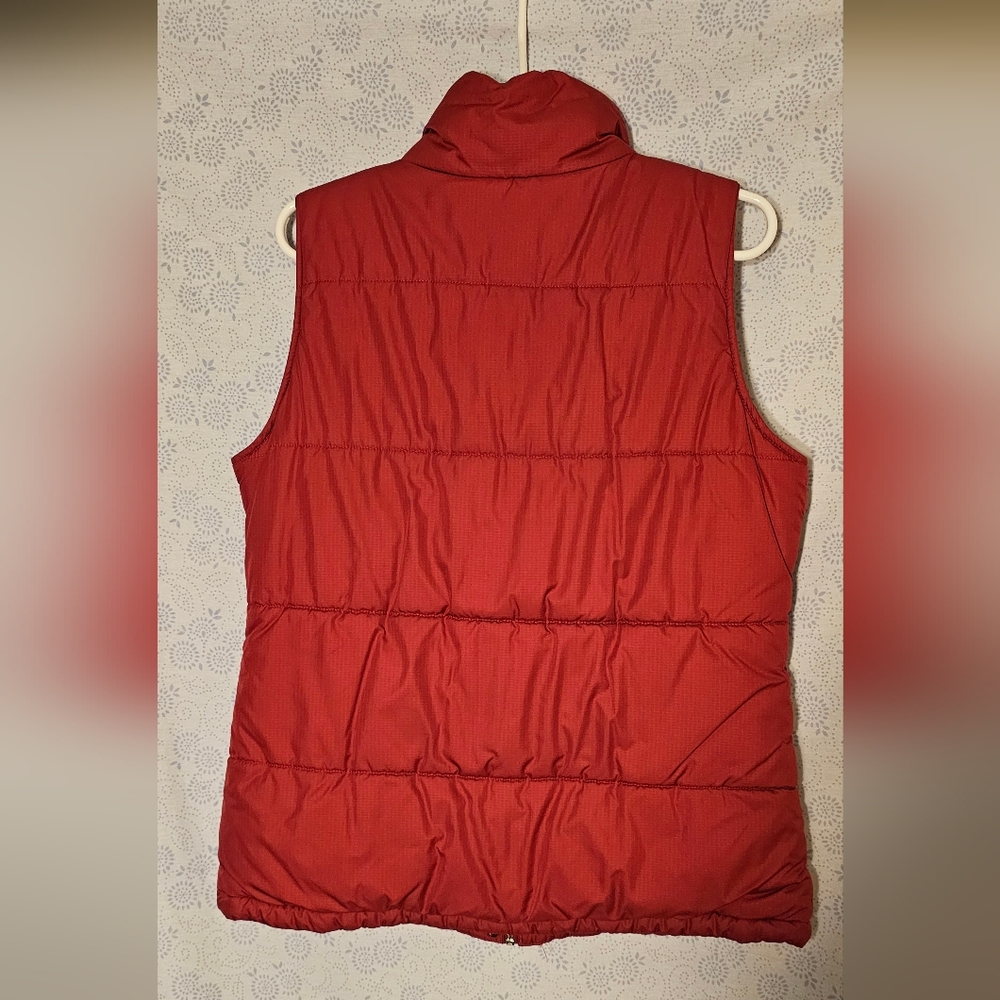 Columbia Red Puffer Vest Fleece Lined Quilted Full Zip Large - Picture 2 of 4